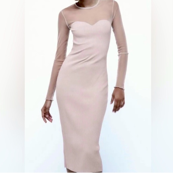 Zara Dresses & Skirts - New Zara tulle rib knit dress